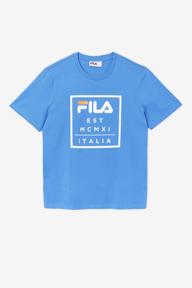 Fila Tenez Blue T-Shirt Mens - NZ 50746-LVXQ